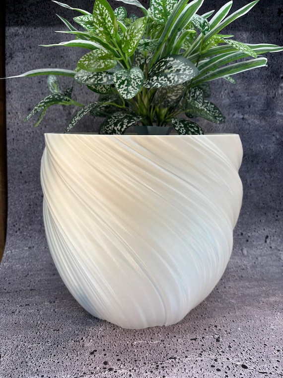 Extra extra großer gedrehter Blumentopf für Pflanzen aller Art (weiße Farbe) - 12 