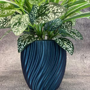 Extra hög medelstor vriden blomkruka för växter av alla slag (skuggskiftande påfågelfärg) - 15 cm diameter och 15 cm höjd; USA-butik