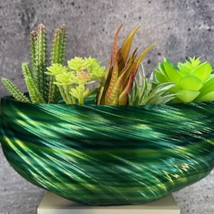 Extra großer flacher gedrehter Pflanzer für Sukkulenten oder Cati (grüne Regenbogenfarbe) - 12 &quot;Durchmesser mal 4,5&quot; hoch; USA Shop