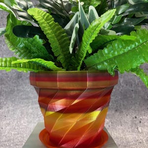 Medium Flowerpot with Saucer for Plants of all kinds (Assorted Multi color) - 5.75" Diameter by 5" Tall; Made in USA