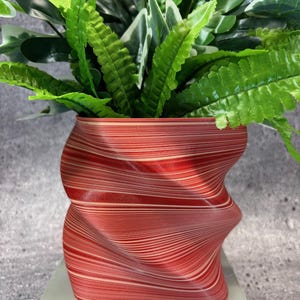 Medium Flowerpot for Plants of all kinds (Golden Red Glitter and Beige color) - 6" Diameter by 5.25" Tall; Unique Planter; USA Made