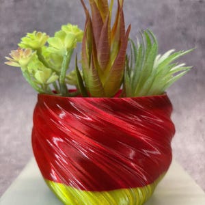 Small Twisted Flowerpot for Plants of all kinds (Multi color) - 4" Diameter by 3" Tall; Colorful Planter; Modern Planter; USA Store