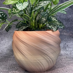 Large Twisted Flowerpot for Plants of all kinds (Light Earth colors) - 8" Diameter by 6" Tall; Colorful Planter; Modern Planter; USA Store