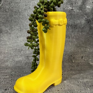 Medium Left Boot Planter for Plants of all kinds (Yellow color) - 8" Tall