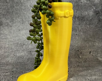 Medium Left Boot Planter for Plants of all kinds (Yellow color) - 8" Tall