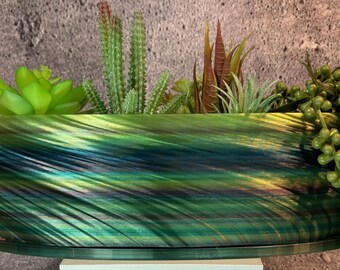 Unique Planter-Oval Windowsill Planter for Plants of all kinds w/Tray (Forest Rainbow color) - 14" Long by 4" Wide by 4" Tall; USA Store
