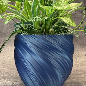 Tall Large Twisted Flowerpot for Plants of all kinds (Matte Navy Blue color) - 8&quot; Diameter by 7&quot; Tall Colorful Planter Modern Planter