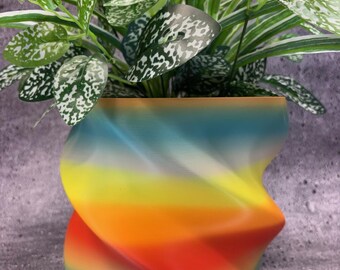 あらゆる種類の植物用の大型植木鉢（レッドマルチカラー） - 直径8