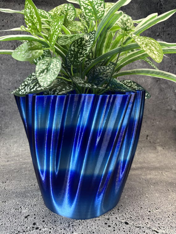 Extra großer Blumentopf für Pflanzen aller Art (Farbe: Sturmseeblau) – 25,4 cm Durchmesser x 22,2 cm hoch, farbenfroher, moderner Pflanztopf