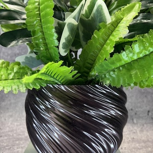 Medium Twisted Flowerpot for Plants of all kinds (Black Coffee color) - 6" Diameter by 4.5" Tall; Modern Planter; USA Store