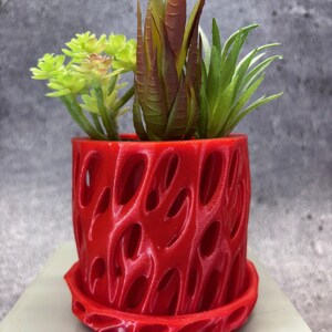 Small Flowerpot with Saucer for Plants of all kinds (Light Cherry color) - 3.5" Diameter by 3.25" Tall; Unique; USA Store