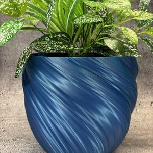 Extra Large Tall Twisted Flowerpot for Plants of all kinds (Matte Navy Blue color) - 10&quot; Diameter by 8.75&quot; Tall; Modern Planter; USA Store