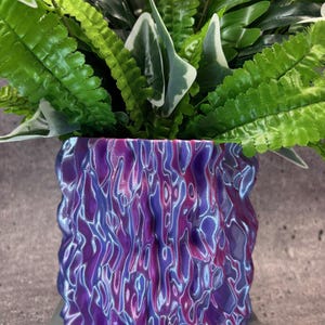 Medium Flowerpot for Plants of all kinds (Pink, Purple and Silver Tri-color) - 6" Diameter by 5.25" Tall; Colorful Planter; Unique Planter