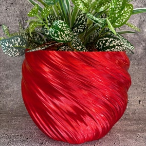 Extra grote gedraaide bloempot voor allerlei soorten planten (rode kleurverloop) - diameter 10 x 7,75 hoog