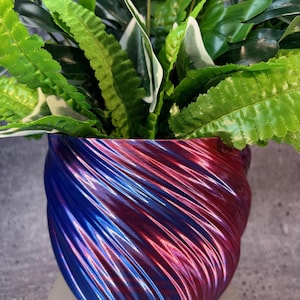 Tall Medium Twisted Flowerpot for Plants of all kinds (Blue Raspberry color) - 6&quot; Diameter by 5.25&quot; Tall Colorful Planter Modern Planter