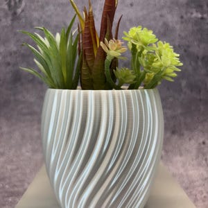 Extra hög liten vriden blomkruka för växter av alla slag (vit sidenfärg) - 10 cm diameter och 10 cm höjd; modern kruka