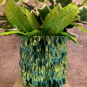 Medium Flowerpot for Plants of all kinds (Dual Blue and Gold color) - 6" Diameter by 5.25" Tall; Colorful Planter; Unique Planter; USA Store