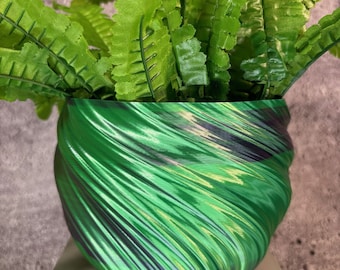Medium Twisted Flowerpot for Plants of all kinds (Striped Dual Purple and Green color)- 6" Diameter by 4.5" Tall