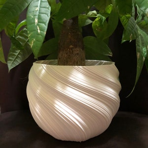 Middelgrote gedraaide bloempot voor allerlei soorten planten (wit) - 6&quot; diameter bij 4,5&quot; hoge kleurrijke plantenbak moderne plantenbak; Winkel VS: