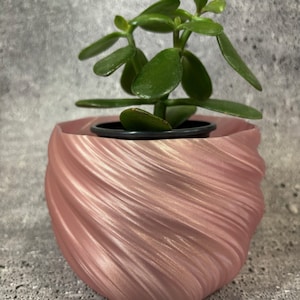 Medium Twisted Flowerpot for Plants of all kinds (Pearl Rose Gold color) - 6&quot; Diameter by 4.5&quot; Tall; Colorful Planter; Modern Planter