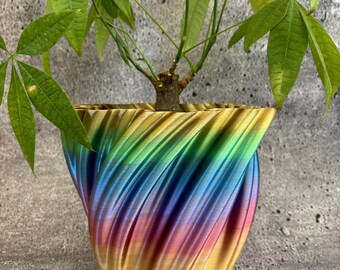 Large Flower Pot for Plants of all kinds (Rainbow color) - 8" Diameter by 7" Tall