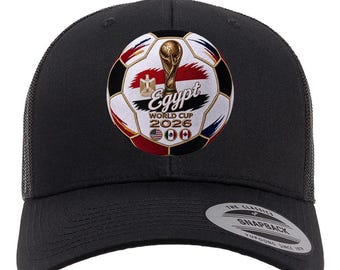 Hoed WK 2026 Egypte | Zwarte trucker-snapback | Pet voetbalfan | Het voetbalcadeau van de farao
