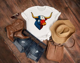 Longhorn-T-shirt Texas Pride western-T-shirt | Country rodeoshirt | Uniseks grafische top