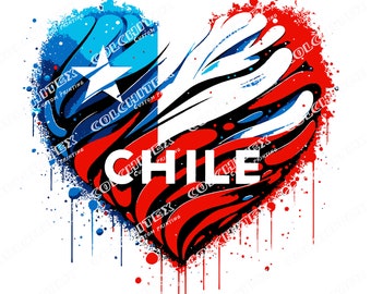 Chili Love Heart Digital Art - Patriottische Chileense vlagprint, Instant Download, Dynamisch Home Decor