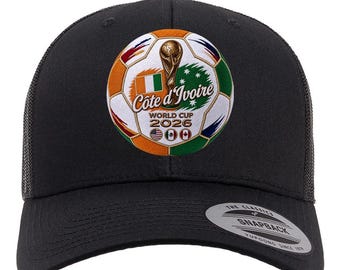 Ivoorkust WK 2026 voetbalhoed | Zwarte trucker-snapbackpet