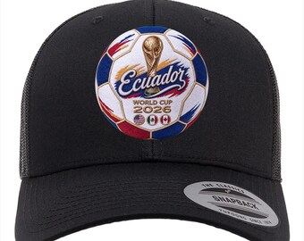 Hoed WK WK 2026 Ecuador | Zwarte trucker-snapback | Pet voetbalfan | Driekleurig voetbalcadeau