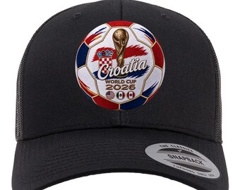 Hoed WK 2026 Kroatië | Zwarte trucker-snapback | Pet voetbalfan | Vatreni voetbalcadeau