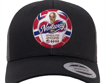 Hoed WK 2026 Noorwegen | Zwarte trucker-snapback | Pet voetbalfan | Voetbalcadeau Landslaget