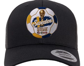 Zweden WK 2026 truckerpet | Zwarte voetbalfanpet