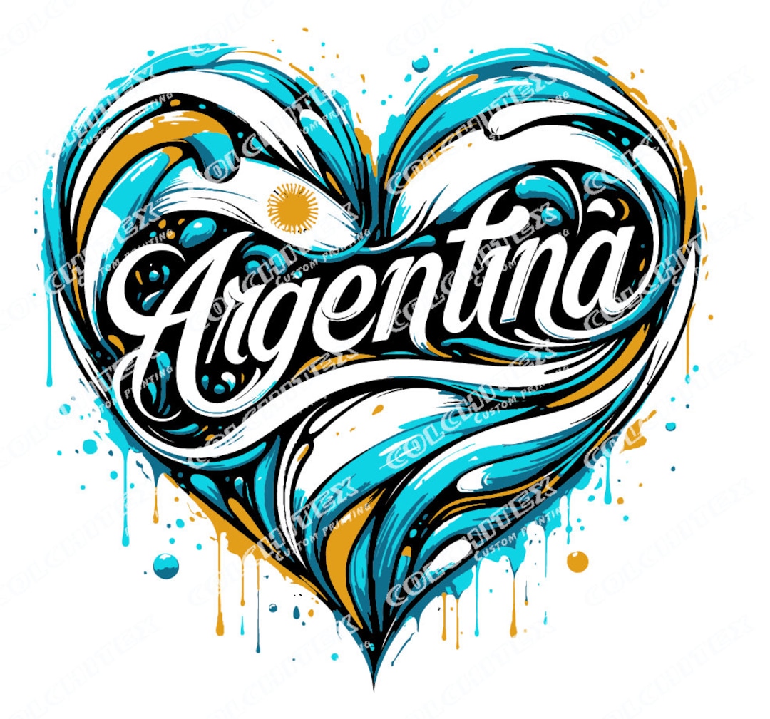 Argentina Love Heart Digital Print - Vibrant Argentinian Flag