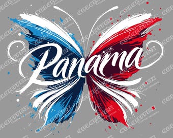 Digitale download Panama Butterfly Art - levendige patriottische kleuren, direct afdrukbaar wanddecor