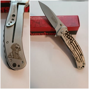 Kershaw assisted open knife. Laser engraved