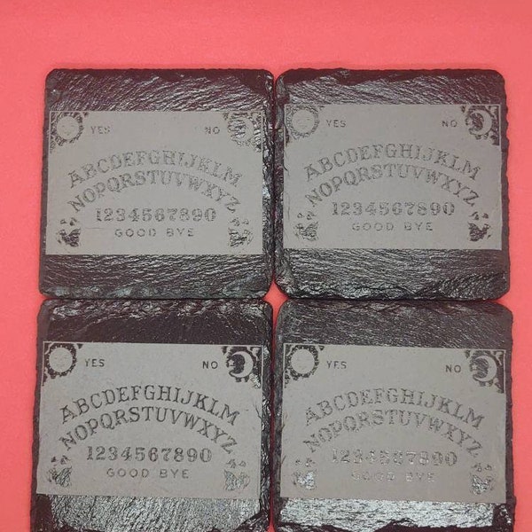 Ouija board coaster set. Set of 4 natural slate drink coasters