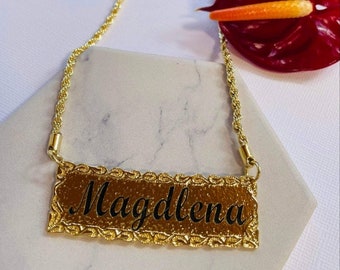 Personalized Hawaiian Design Nameplate Necklace