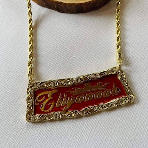 Wahine Design 2 Nameplate Necklace Hawaiian/ Polynesian Personalized Jewelry