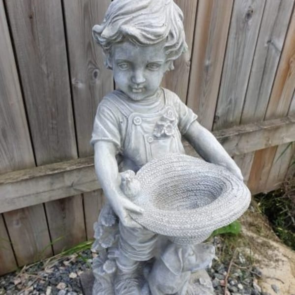 Garden Statues Boy With Dog Etsy UK