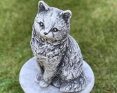 Garden cat sculpture Cat Statue, Cement Cat Statuary, Cat Memorial Stone, Sitting Cat, Outdoor Cat Statue, Garden Cat Statuary Garden Statue