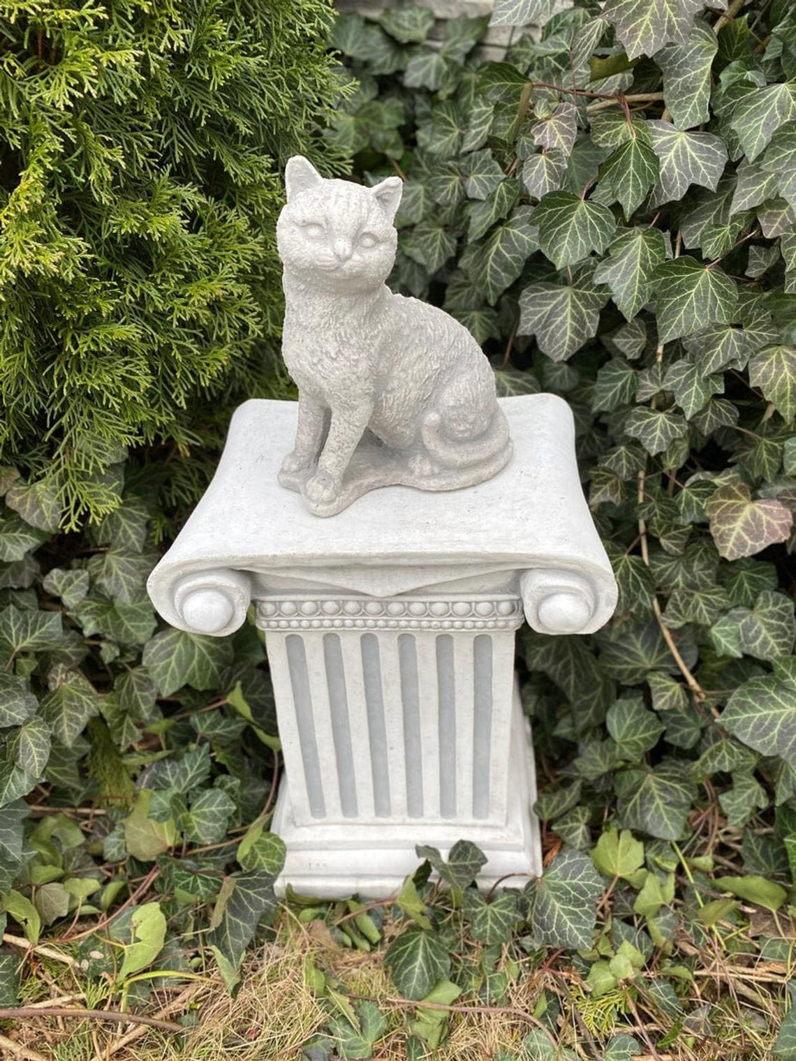 Cat Statue Cement Cat Statue Cat Memorial Stone Outdoor Cat Etsy