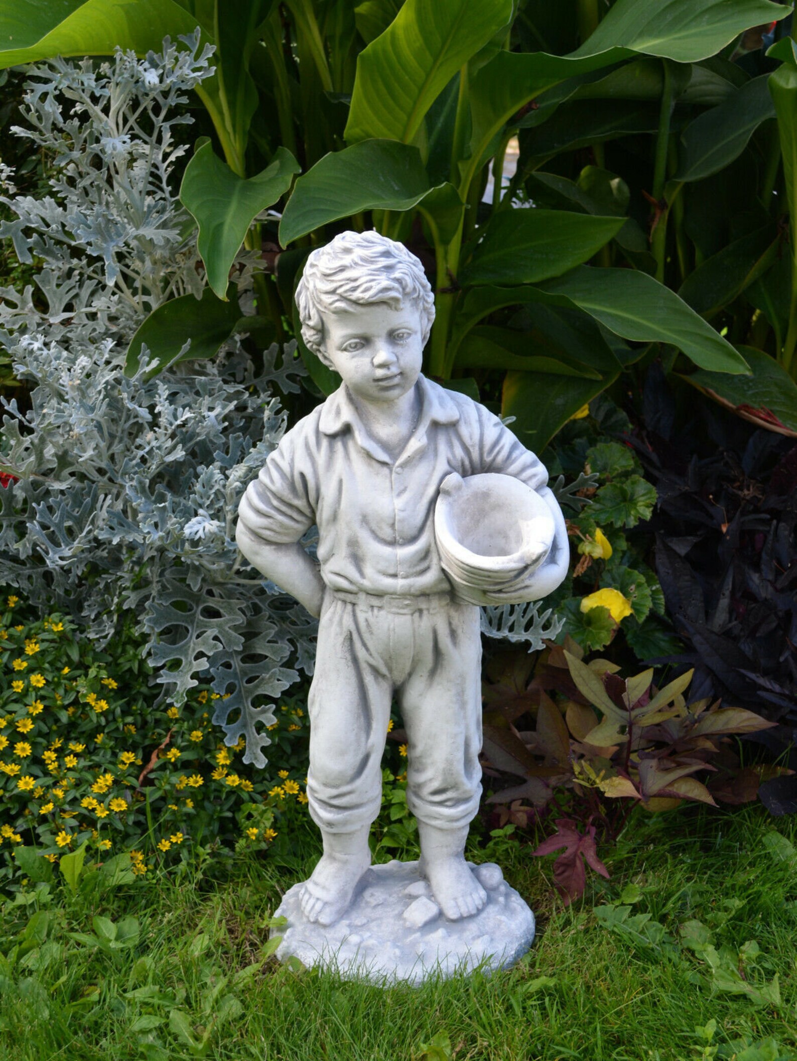 Garden boy statue human figure concrete boy figurine Etsy