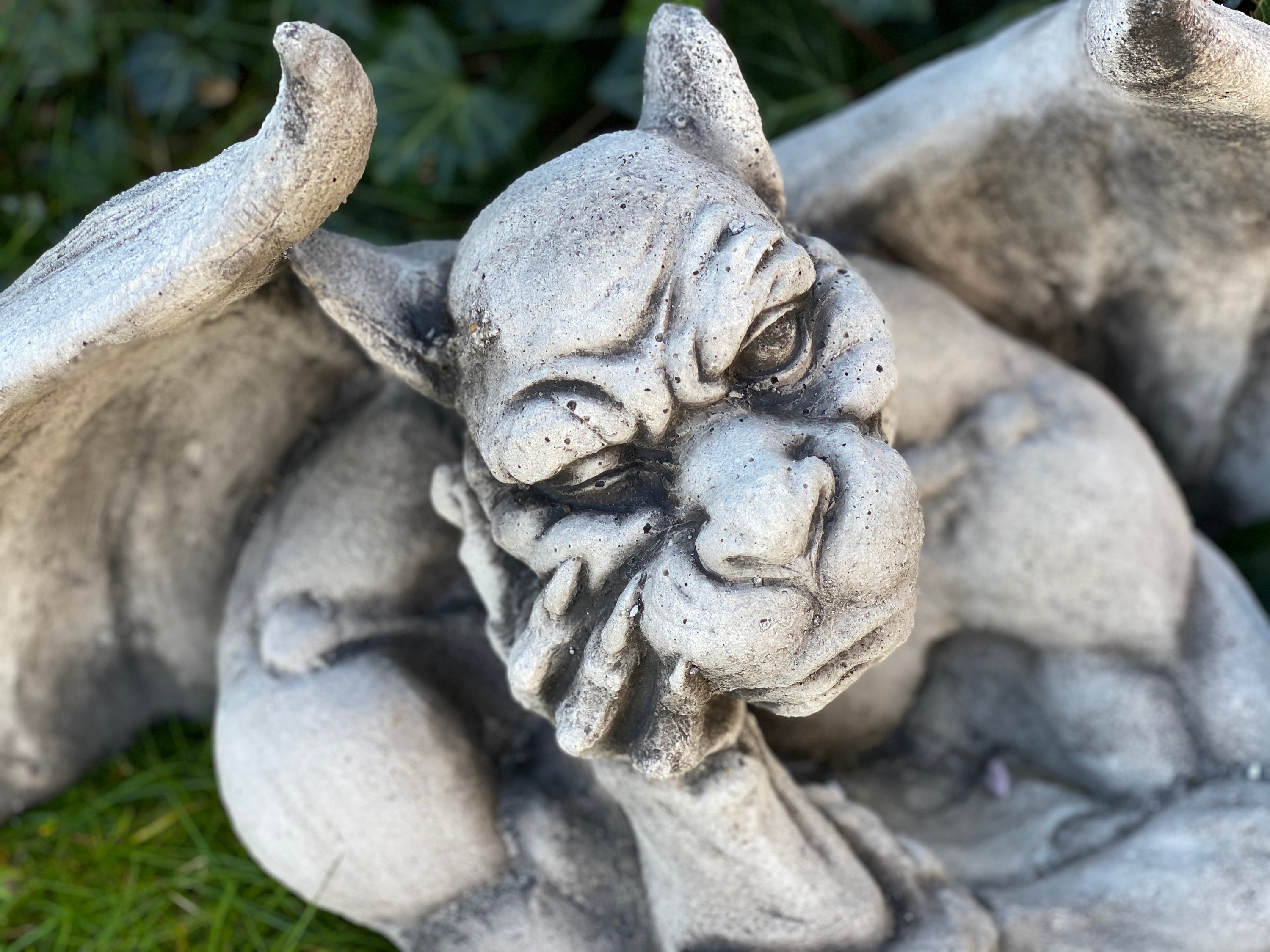 Concrete Gargoyle Gargoyle With Wings Gargoyle Statue Garden Etsy