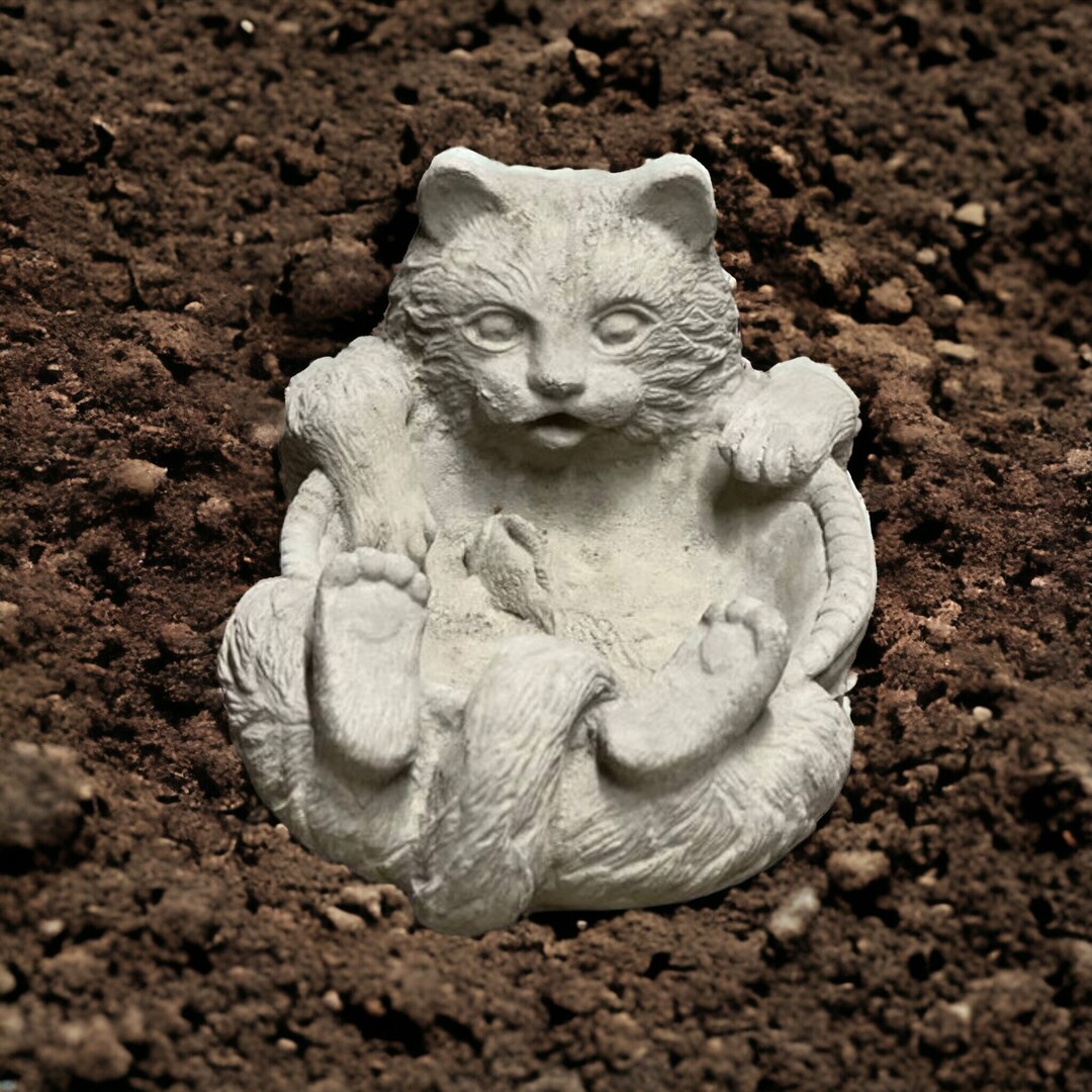 Cat Statue for Garden Decor Cat Bowl Figurine Cat Ornament Cat Etsy
