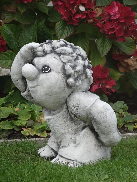 Dwarf Sculpture Man Looks Into Distance Cement Statues Garden Distance Cement Statues Garden, Cement Garden Decor