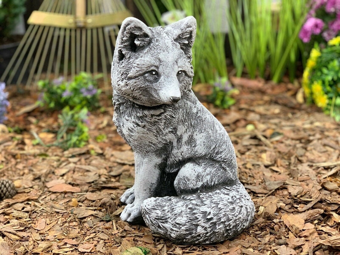Cute Fox Figurine Concrete Fox Fox Figure Garden Statue Etsy Canada