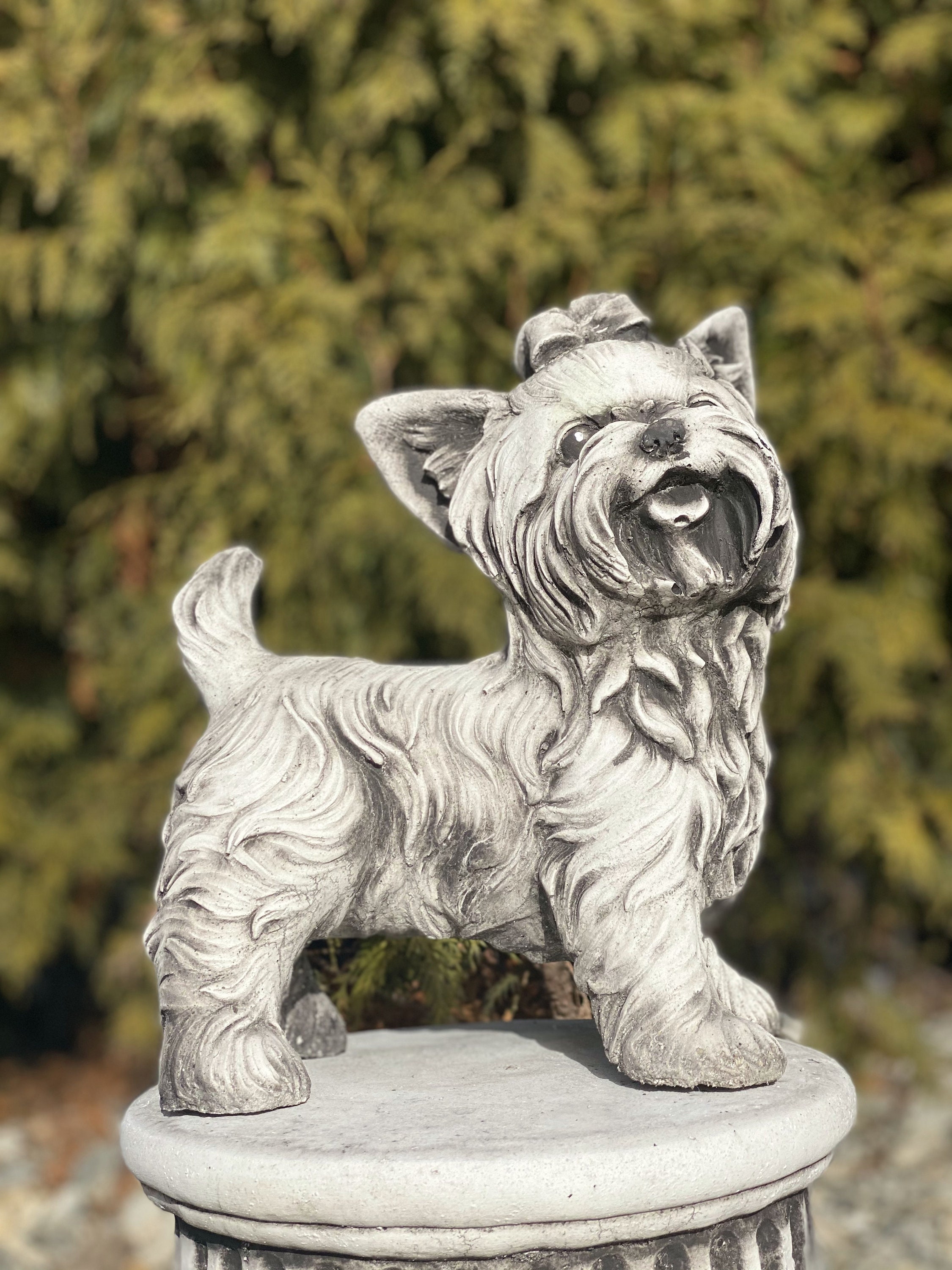 Cement Yorkshire Terrier Yorkie 8 Tall Dog Garden Art Concrete Statue Puppy Pet Memorial Cement Yorkshire Terrier Yorkie 8 Tall Dog Garden Art Concrete Statue Puppy Pet Memorial