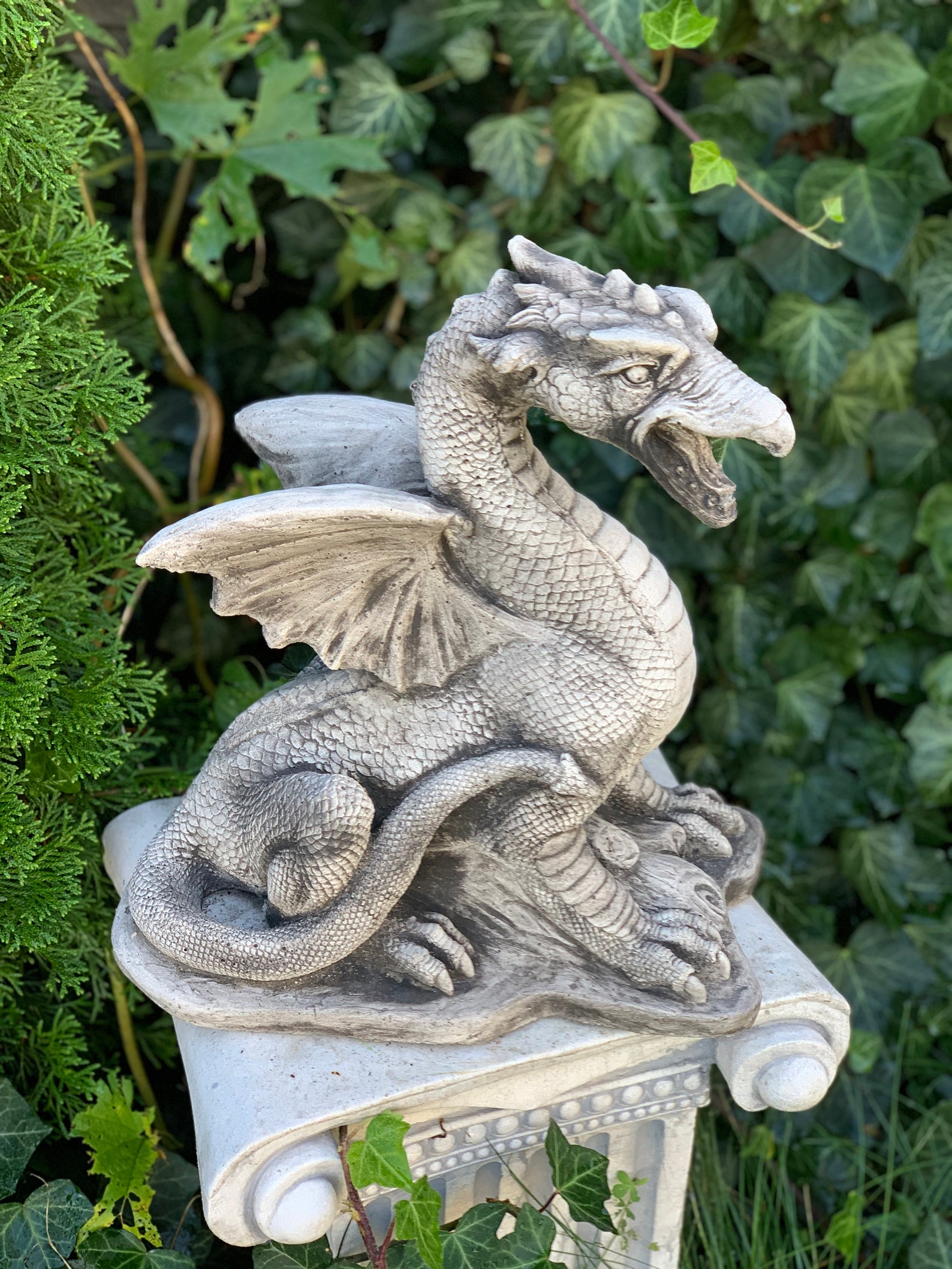 Stone Dragon Statue Concrete Dinosaur Sculpture Dino Draco Etsy Canada