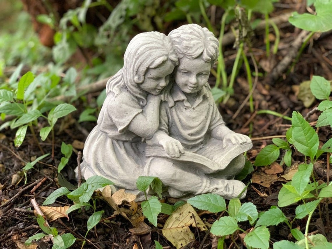 Children Garden Statue Cement Statues Outdoor Statues Etsy